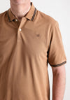 Bugatti Stripe Collar Polo Shirt, Sand