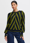 B.Young Milo Chevron Stripe Jumper, Green and Navy