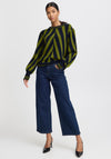 B.Young Milo Chevron Stripe Jumper, Green and Navy