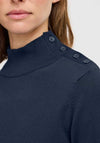 b.young Morla Button Detail Polo Neck Jumper, Navy