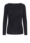 b.Young Perl Draped Long Sleeve Top, Black