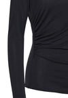 b.Young Perl Draped Long Sleeve Top, Black