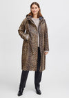 b.young Leopard Print Long Raincoat, Black Multi