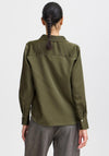 B.Young Dolora Satin V Neck Shirt, Olive Green