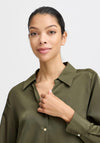 B.Young Dolora Satin V Neck Shirt, Olive Green