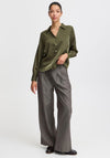 B.Young Dolora Satin V Neck Shirt, Olive Green