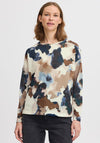 b.young Camo Print Top, Beige Multi