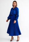 Camelot Satin Pleated Maxi Dress, Royal Blue