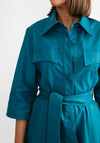 Camelot Faux Leather Shirt Dress, Teal Blue