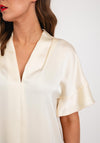 Camelot V-Neck Satin Touch Blouse, Cream