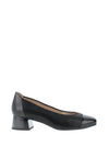 Caprice Leather Block Heels, Black