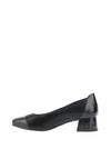 Caprice Leather Block Heels, Black