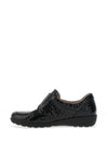 Caprice Crocodile Embossed Patent Shoes, Black