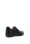 Caprice Elastic Detail Leather Loafers, Black