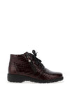 Caprice Crocodile Embossed Patent Ankle Boots, Wine