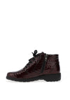 Caprice Crocodile Embossed Patent Ankle Boots, Wine