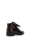 Caprice Crocodile Embossed Patent Ankle Boots, Wine