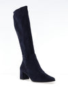 Caprice Faux Suede Stretch Heeled Boots, Navy