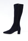 Caprice Faux Suede Stretch Heeled Boots, Navy