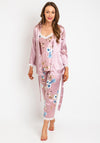 The Serafina Collection Floral Satin 4 Piece Nightwear Set, Blush