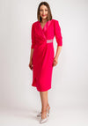 Cassandra Embellished Wrap Midi Dress, Pink