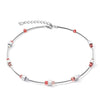 Coeur De Lion Geo Cube Haematite & Crystal Necklace, Silver & Red