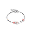 Coeur De Lion Geo Cube Haematite & Crystal Bracelet, Silver & Red