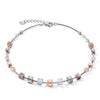 Coeur De Lion Geo Cube Agate & Crystal Necklace, Rose Gold & Silver