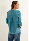 Cecil  V-Slit Neck Corduroy Blouse, Adriatic Blue.