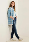 Cecil Checked Open Knit Long Cardigan, Adriatic Blue.