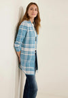 Cecil Checked Open Knit Long Cardigan, Adriatic Blue.