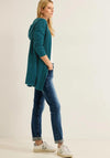 Cecil Hooded Open Long Ribbed Cardigan, Deep Lake Green