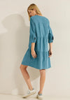 Cecil Corduroy Tiered Knee Length Dress, Adriatic Blue