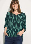 Cecil Abstract Print V Neck Blouse, Green