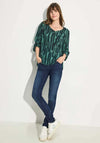 Cecil Abstract Print V Neck Blouse, Green