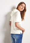 Cecil Hooded Drawstring Textured Top, Vanilla White