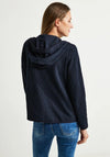 Cecil Drawstring Hood Jacquard Print Jacket, Night Sky Blue