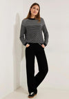 Cecil Crew Neck Striped Knit Sweater, Black