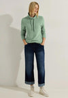 Cecil Drawstring Neckline Ribbed Sweater, Clear Sage Green