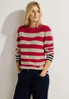 Cecil Multicolour Striped Sweater, Casual Red