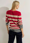 Cecil Multicolour Striped Sweater, Casual Red