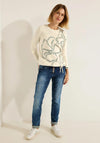 Cecil Floral Dot Print Knit Sweater, Raw Sand Beige