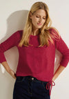 Cecil Drawstring Hem Melange Sweater, Casual Red