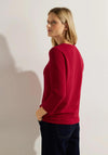 Cecil Round Neck Textured Top, Casual Red