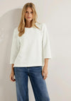 Cecil Round Neck Textured Top, Vanilla White