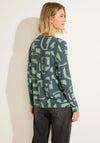 Cecil Letter Print Soft Knit Top, Deep Lake Green Melange