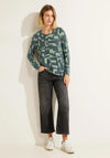 Cecil Letter Print Soft Knit Top, Deep Lake Green Melange