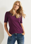 Cecil Round Neck Stripped Pattern T-Shirt, Deep Pink