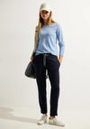 Cecil Casual Fit Jersey Trouser, Night Sky Blue