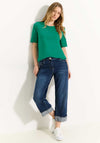 Cecil Basic Cotton T-Shirt, Malachite Green